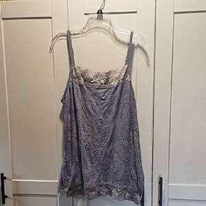 Maurices Gray Lace Trim Crinkle Camisole